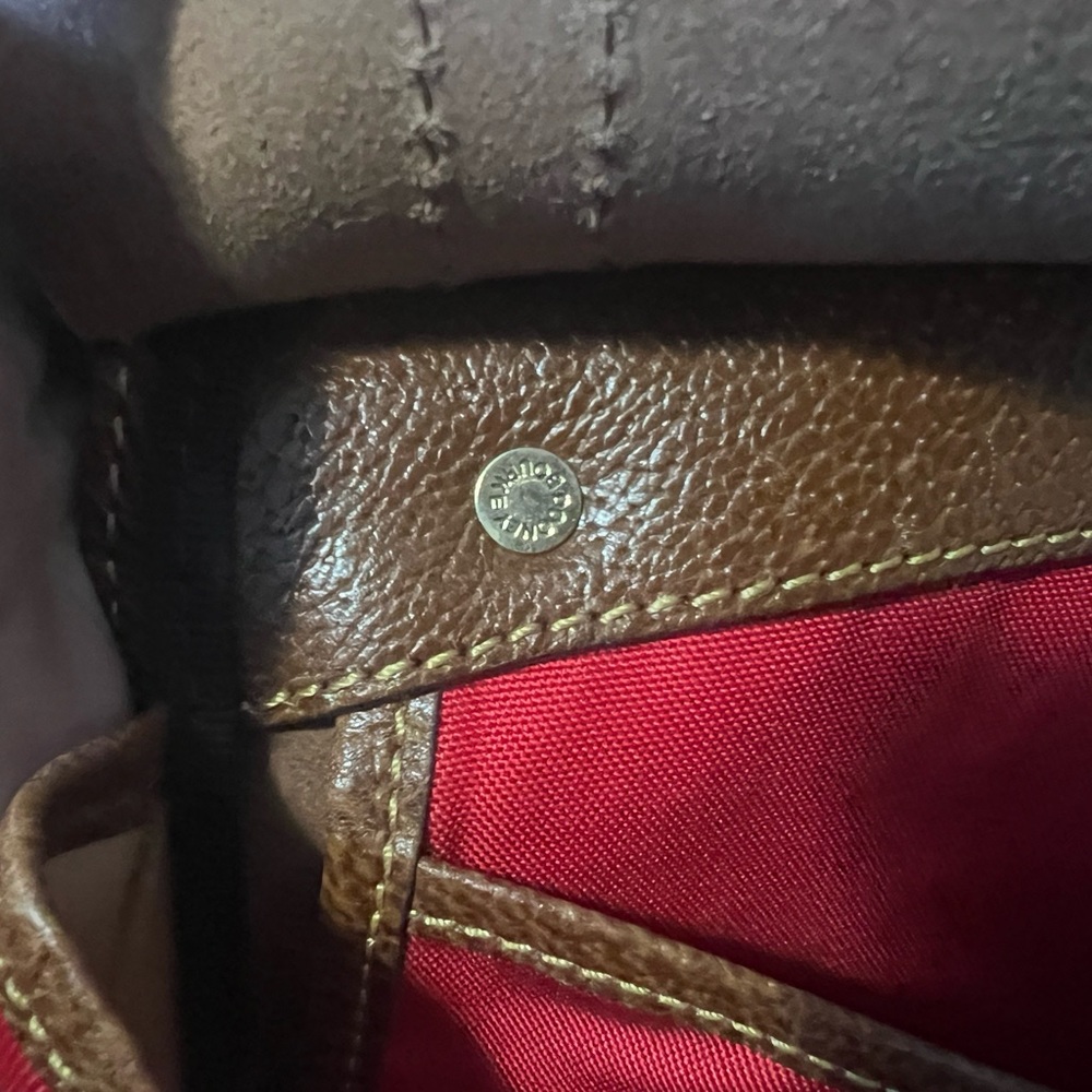 Dooney & Bourke Alto Saddle Crossbody Bag Leather Canvas Red Brown - Picture 7 of 7